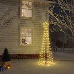 Árvore de Natal em Cone 108 Luzes LED 70x180 cm Branco Quente - 343486