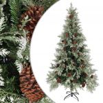 Árvore de Natal com Pinhas 225 cm Pvc e Pe Verde e Branco - 340536