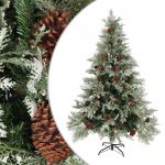 Árvore de Natal com Pinhas 150 cm Pvc e Pe Verde e Branco - 340534
