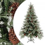Árvore de Natal com Pinhas 120 cm Pvc e Pe Verde e Branco - 340533
