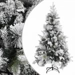 Árvore de Natal com Flocos de Neve e Pinhas 195 cm Pvc e Pe - 340531