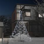 Árvore de Natal com Poste Metal 500 Luzes LED 3 m Branco Frio - 328626