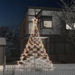 Árvore de Natal com Poste Metal 500 Luzes LED 3 m Branco Quente - 328623