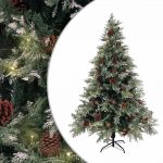 Árvore de Natal com Leds e Pinhas 150 cm Pvc e Pe Verde/branco - 3094564