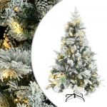Árvore de Natal com Flocos de Neve Leds e Pinhas 150cm Pvc e Pe - 3094560