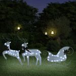 Decoração de Natal Renas/trenó para Exterior 60 Luzes LED Branco - 342682