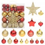 70 Peças Conjunto de Enfeites de Natal Dourado e Vermelho - 330088