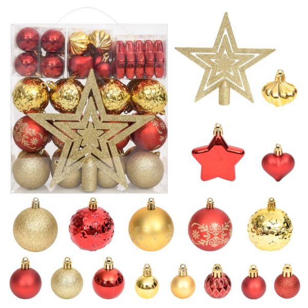 70 Peças Conjunto de Enfeites de Natal Dourado e Vermelho - 330088 |  Kuantokusta