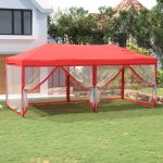 Tenda para Festas Dobrável com Paredes Laterais 3x6 m Vermelho - 93555