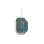 DKD Home Decor Candeeiro de Teto Cristal Azul Dourado Latão 50 W (22 x 23 x 29 cm) - S3031617