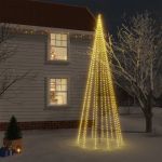 Árvore de Natal com Espigão 732 Luzes LED 500 cm Branco Quente - 343558