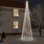 Árvore de Natal com Espigão 1134 Luzes LED 800 cm Branco Frio - 343563
