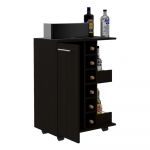 Tuhome Carrinho de Bar, Barra de Cartão com Estátuas Laterais 82.1 cm Al x 60 cm An x 37.5 cm Preto