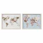 DKD Home Decor Pintura Mapa do Mundo (53 x 3 x 43 cm) (2 Unidades) - S3028429