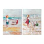 DKD Home Decor Pintura Praia Meninos (50 x 2,5 x 70 cm) (2 Unidades) - S3028069