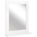 Kleankin Espelho de Casa de Banho 50x11,x5x60cm Espelho de Parede Moderno com Prateleira de e Estrutura de Madeira Branco