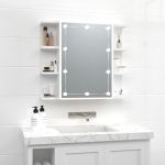 Móvel de WC Armário Espelhado com Luzes LED 70x16,5x60 cm Branco - 808873