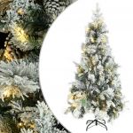 Árvore de Natal com Flocos de Neve LED e Pinhas 225 cm Pvc e Pe - 344294