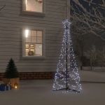 Árvore de Natal em Cone 200 Luzes LED 70x180 cm Branco Frio - 343502