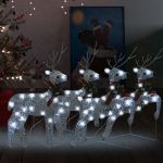 Renas de Natal 4 Peças 80 Luzes LED Prateado - 3154267