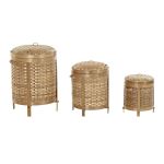DKD Home Decor Conjunto de Cestas Natural Bambu (31 x 31 x 44 cm) (3 Peças) - S3029043
