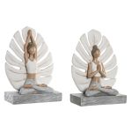 DKD Home Decor Figura Decorativa Cinzento Branco Resina Yoga Moderno (16 x 7,5 x 21 cm) (2 Unidades) - S3039682