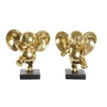 DKD Home Decor Figura Decorativa Elefante Preto Dourado Resina (19 x 14 x 20,5 cm) (2 Unidades) - S3039674