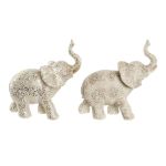 DKD Home Decor Figura Decorativa Elefante Bege Dourado Resina Colonial (25 x 11,8 x 25 cm) (2 Unidades) - S3039671