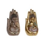 DKD Home Decor Figura Decorativa Bege Dourado Buda Resina Oriental (15,5 x 11 x 29 cm) (2 Unidades) - S3039601
