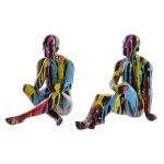 DKD Home Decor Figura Decorativa Preto Resina Multicolor Moderno (25,5 x 14 x 21,5 cm) (2 Unidades) - S3039517