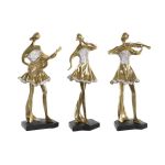DKD Home Decor Figura Decorativa Música Bailarina Dourado Resina (20 x 12 x 41,5 cm) (3 Unidades) - S3039514