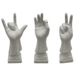 DKD Home Decor Figura Decorativa Branco Resina Grés Mão (7 x 7 x 25 cm) (3 Unidades) - S3039510
