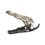 DKD Home Decor Figura Decorativa Champanhe Alumínio Cinzento Escuro Duas Cores Crocodilo (55 x 26 x 39 cm) - S3039503