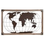 DKD Home Decor Figura Decorativa Natural Metal Cobre Pinheiro Mapa do Mundo (75 x 6 x 46 cm) - S3039401