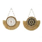 DKD Home Decor Decoração de Parede Natural Preto Branco Fibra Franjas (52 x 3,2 x 66 cm) (2 Unidades) - S3039400