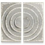 DKD Home Decor Decoração de Parede 2 Peças Prateado Cinzento Moderno Círculos Madeira MDF (90 x 2 x 90 cm) - S3029485