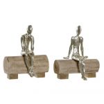 DKD Home Decor Figura Decorativa Castanho Resina Madeira de Mangueira (2 Pcs) (17 x 12 x 21 cm) - S3019463