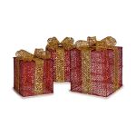 Krist+ Conjunto de Decorações de Natal Vermelho Metal 3 Peças Caixa de - S3612830