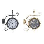 DKD Home Decor Relógio de Parede Estación Hierro Vintage 2 Unidades (29 X 10 X 39,5 cm) - S3041484