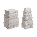 DKD Home Decor Conjunto de Caixas de Organização Empilháveis Animais Bloemen Cartão (43,5 x 33,5 x 15,5 cm) - S3038823