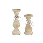DKD Home Decor Castiçais Madeira (9,5 x 9,5 x 28 cm) (2 Peças) - S3041459