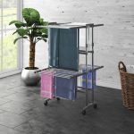 Estendal com 2 Prateleiras/rodas 60x70x106 cm Prateado - 344377