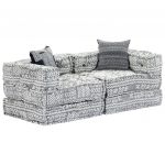 Sofá Modular de 2 Lugares Tecido Cinzento-claro - 249402