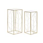 DKD Home Decor Conjunto de 2 Mesas Espelho Dourado Metal (33 x 33 x 75 cm) - S3040656