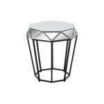 DKD Home Decor Mesa de Apoio Espelho Preto Metal Moderno (50 x 50 x 55 cm) - S3033173