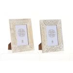 DKD Home Decor Moldura de Fotos Dourado Alumínio Branco Madeira de Mangueira Árabe (17 x 1,5 x 22 cm) (2 Unidades) - S3040229