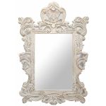 DKD Home Decor Espelho de Parede Cristal Branco Madeira de Mangueira Decapé (90 x 3 x 135 cm) - S3029766
