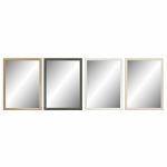 DKD Home Decor Espelho de Parede Cristal Natural Cinzento Castanho Branco Ps 4 Unidades (56 x 2 x 76 cm) - S3029621