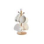 DKD Home Decor Conjunto de 4 Canecas Natural Porcelana Branco Bambu (350 ml) - 8424002022945 - S3041181