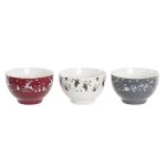 DKD Home Decor Tigela Porcelana Vermelho Cinzento Branco Rena (500 ml) (3 Unidades) - 8424001974535 - S3035271